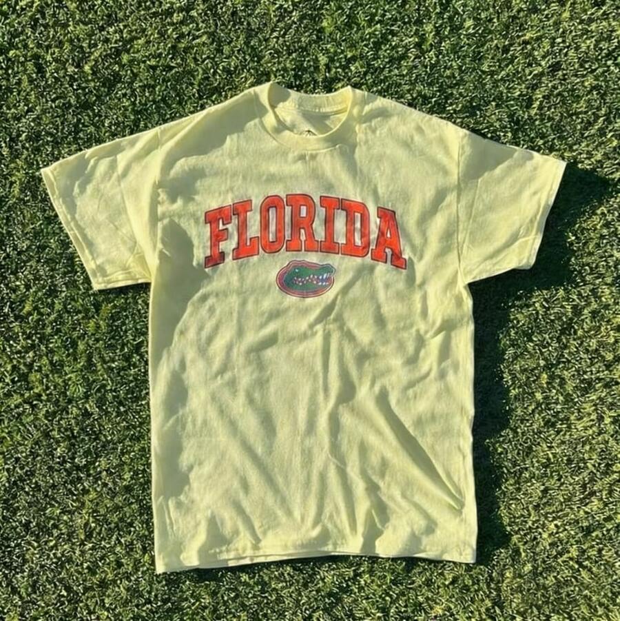 2025 Summer New Short Sleeve Pattern Top ,Vintage Florida State Gators Shirt White New White All Sizes, Shirt Hot   2025New Comfortable Retro Cotton T-Shirt-L91 - 黃色 - 查看 1