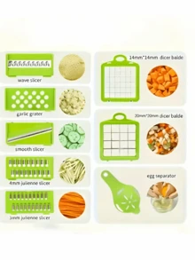 1 Máy Cắt Rau Củ Đa Năng, Dụng Cụ Cắt Thái, Băm Hạt, Gọt Vỏ Khoai Tây, Bào Tử Cà Rốt, Củ Cải, Hành Tây, Trái Cây, Lưỡi Dao Bằng Thép Không Gỉ, Dụng Cụ Nhà Bếp Cắt Nhanh, Dễ Vệ Sinh - Nhiều màu - Xem 3