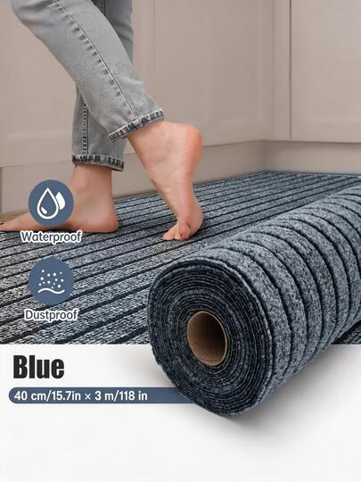 Brodark 1 Rollo de 40cm*3m Alfombra de piso a prueba de agua y a prueba de polvo de color azul/rojo/marrón, con diseño a rayas y antideslizante, resistente al desgaste, adecuada para la cocina, la sala de estar, el pasillo, a prueba de aceite y suciedad