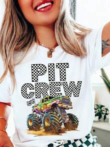 Pit Crew Monster Truck Jam Party Birthday Boy Shirts, Mom Dad Brother Sister,Mama Dada, Family Matching,Mommy Mimi Gigi   Race,Gift For - trắng - Xem 1