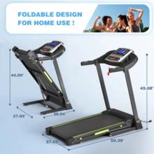 Folding Treadmill For Home, 3.5HP Quiet Motor & App Control, 3D Virtual Running, Shock Absorption, 400 Lb Capacity, LCD Display, Bluetooth Speakers, Small Treadmills For Small Spaces - 美規A型插(110-127V) - 查看 6