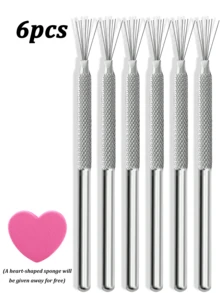 1/2/4/6支装 7针美甲勾线笔 美甲工具，条纹美甲绘图笔 银色不锈钢手柄 可弯曲针头 超细线条美甲刷，蜘蛛胶美甲工具 美甲线条绘制工具，美甲用品，美甲工具，美甲艺术工具，返校季，美甲，美甲工具（适用于贴片式美甲） - 彩色 - 查看 10