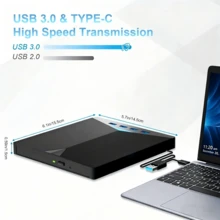 7合1 USB3.0 Type-C 外接 DVD CD 燒錄集線器,含 4 個 USB-A、TF SD 讀卡機,5Gbps 高速傳輸,8X DVD 24X CD 讀寫,免驅即插即用,金屬靜音光碟機,適用筆記本 Windows 筆電桌上型電腦,文件儲存與媒體播放 - 彩色 - 查看 3