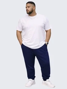 Set Of 3 Men's Plus Size Sweatpants - 黑色 灰色 海軍藍 - 查看 6