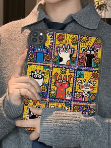 1pc Cute Cat Element Stylish Anti-Drop Tablet Case, Built-In 360 Degree Thick Shock-Proof Protective Cover Compatible With Ipad 10th Gen 10.9 Inch, Portable Leather 10.2 Inch Tablet Protective Shell - Multicolor - View 3