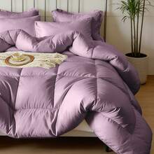 7-Pcs Or 5-Pcs Soft And Breathable Checkered Comforter Sets Queen, As A Family Gift. Includes Fitted Sheet, Flat Sheet, Pillowcase And Comforter, Bed In A Bag, A Luxurious Bedding Set, Machine Washable - Màu tím - Xem 5