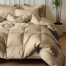 7-Pcs Or 5-Pcs Soft And Breathable Checkered Comforter Sets Queen, As A Family Gift. Includes Fitted Sheet, Flat Sheet, Pillowcase And Comforter, Bed In A Bag, A Luxurious Bedding Set, Machine Washable - màu kaki đậm - Xem 5
