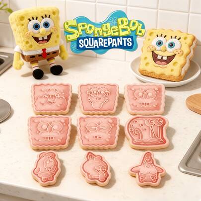 SpongeBob SquarePants 1 bucată/3 bucăți - Forme reutilizabile tematice pentru copt fursecuri cu ciocolată, inclusiv personaje, Squidward, Mr. Krabs, Sandy și Gary. Forme drăguțe pentru torturi/ciocolată, ușor de utilizat. Suzetă DIY aleatorie, decorațiuni pentru fursecuri de bucătărie, biberon, îmbrăcăminte, matrițe pentru bomboane, potrivite pentru decorarea torturilor, decorarea bucătăriei, cadouri de petrecere, potrivite pentru coacere și prepararea fursecurilor. Stiluri aleatorii.