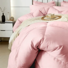 7-Pcs Or 5-Pcs Soft And Breathable Checkered Comforter Sets Queen, As A Family Gift. Includes Fitted Sheet, Flat Sheet, Pillowcase And Comforter, Bed In A Bag, A Luxurious Bedding Set, Machine Washable - 粉色 - 查看 2