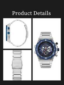 GUESS Men's Exposure 48mm Stainless Steel Blue Chronograph Watch GW0324G1 - Blue - View 6