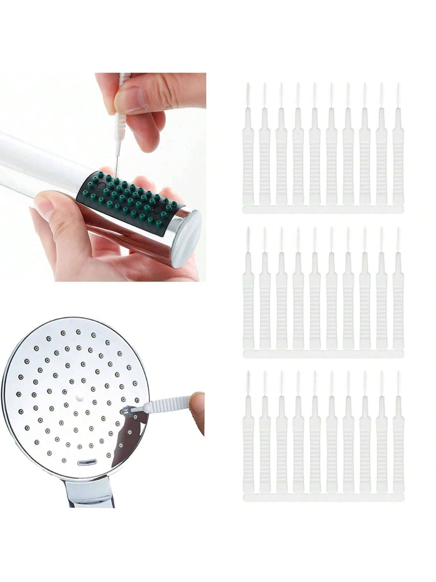 10 piezas Cepillo espiral limpiador de acumulación mineral, cepillo limpiador de grietas anti-obstrucción, herramienta de limpieza multifuncional para grifos, fregaderos y respiraderos de baño y cocina - Blanco 10 piezas - Ver 1