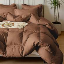 7-Pcs Or 5-Pcs Soft And Breathable Checkered Comforter Sets Queen, As A Family Gift. Includes Fitted Sheet, Flat Sheet, Pillowcase And Comforter, Bed In A Bag, A Luxurious Bedding Set, Machine Washable - Dark Brown - View 5