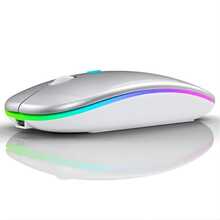Rechargeable Wireless Mouse RGB Led 2.4ghz Ultra Slim Optical RF-6800C - Silver - View 4