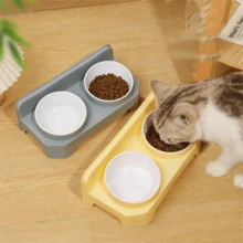 1个随机颜色猫碗，猫粮碗，倾斜防溅宠物喂食器和水碗，防倾倒狗碗 - 900mL - 查看 1