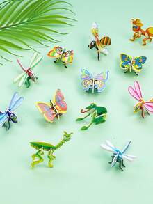 100pcs Interesting Insect Paper Puzzles, Handmade DIY Insect Assembly, 3D Fun Insect Stereoscopic Puzzles Creative DIY Toys, Insect Theme, Desktop Decor, Room Decor, Halloween, Easter, Christmas, Birthday Gift, Party Favor, Insect Party Series - Multicolor - View 6