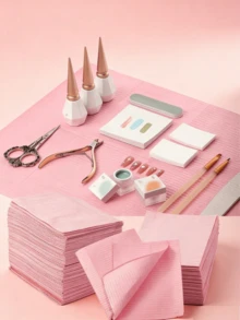 50/25/20/5pcs Set Disposable Pink Manicure Desk Mats: 3-Layer Waterproof, Foldable, Easy To Clean Desk Covers. This Comprehensive Set Includes Professional Desk Mats Suitable For Various Applications Such As Tattooing, Eyelash Extension, And More. - Multicolor - View 8