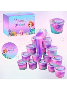 HOOLYUK 24PCS Mermaid Slime Party Favors For Kids Slime Cup Bulk DIY Stress Relief Putty Toy Christmas Easter Birthday Goodie Bag Stuffer Classroom Reward For Girls Boys Stretchy Non-Sticky - Pink - View 5