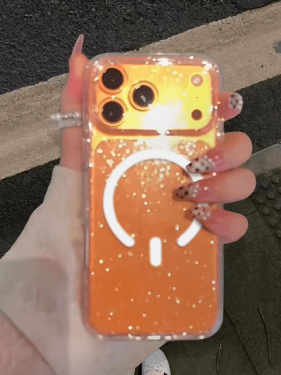 1个奢华磁吸闪粉手机壳，适用于 17/17 Air/17 Pro/17 Pro Max/16 Pro Max/16/16 Pro/16 Plus/15/15 Pro Max/15 Pro/11/12/13/14 Pro Max/11 Pro/11 Pro Max/12 Pro/12 Pro Max/13 Pro/13 Pro Max/14 Pro/14 Pro Max，创意优雅 - 無色 - 查看 1