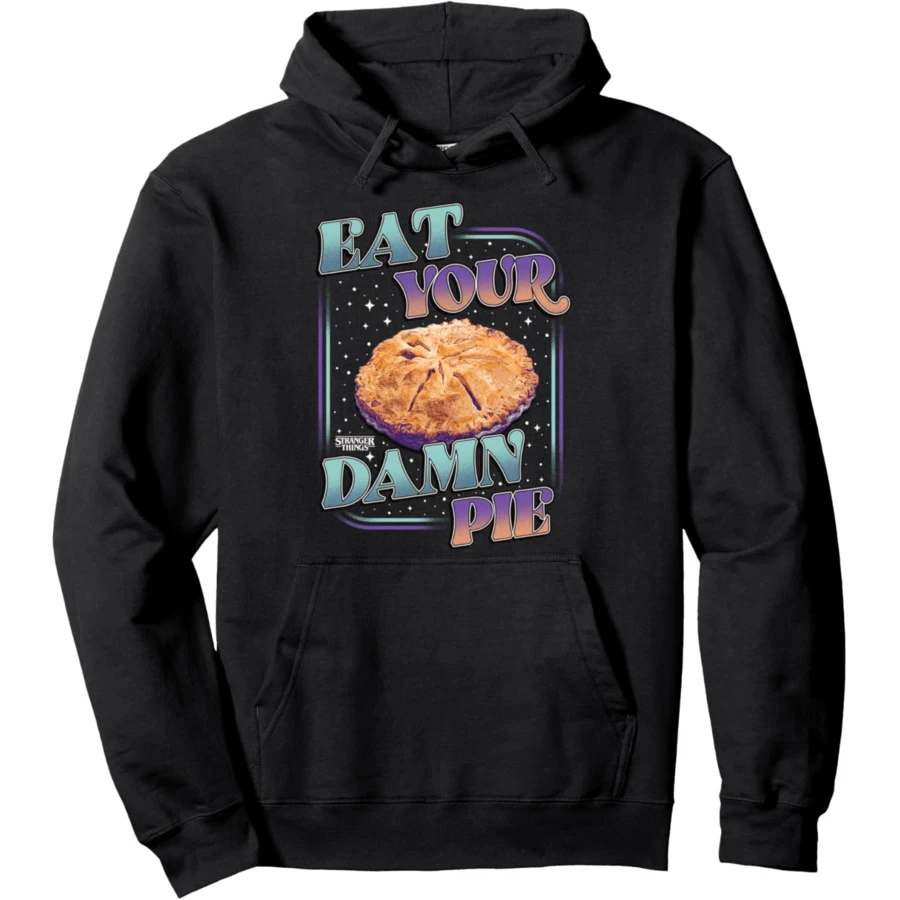 Stranger Things Eat Your Damn Pie Erica Sinclair Quote Pullover Hoodie - Black - View 1