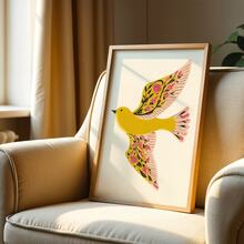 Tranh treo tường họa tiết hoa và chim, tranh in trên vải canvas họa tiết hoa và chim, trang trí phòng ngủ, trang trí phòng khách, quà tặng (không khung). - A - Xem 2