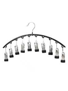 1Pc/2Pcs Clothes Hanger, Rotatable Hanging Rack, Space-Saving Curved Hanger For Yoga Pants And Leggings - Closet Organizer With 10 Clips, Pants Socks Hanger For Clothes Shops Valentine DAY, Valentines Wedding, Birthday - Multicolor - View 12