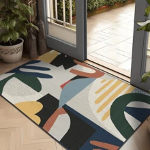 1pc Rug, Carpet, Area Rug, Doormat, Nordic Modern Luxury Creative INS Style - Beautiful Colorful Leaf Pattern Geometric Elements - Outdoor Carpet, Entryway, Balcony, Hallway, Outdoor, Patio, Living Room Etc., All Season Soft Machine Washable Carpet Mat, Home Decor - Multicolor - View 4