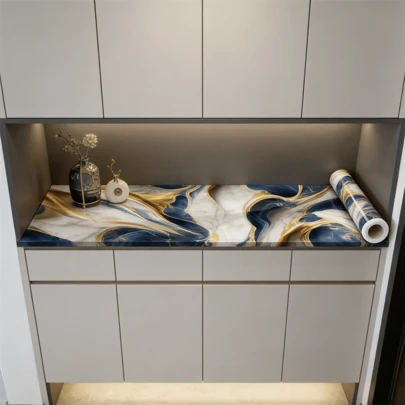 1 Cuộn Giấy Dán Tường Giả Đá Cẩm Thạch, Bề Mặt Xanh Đậm Mịn, Giấy Dán Tường Bằng Nhôm, Có Thể Tháo Gỡ Và Cắt Được, Dùng Cho Nhà Cửa, Tường Nghệ Thuật, Trang Trí Phòng Ngủ, Trang Trí Tường, Phim Vinyl Ốp Tường Bếp