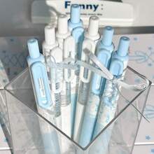 Bộ 4 bút bi mực đen 0.5mm kiểu dáng ba lê màu xanh dương và trắng dễ thương, thân bút thiết kế nơ, nút bấm, văn phòng phẩm cho học sinh, quà tặng tựu trường [Ba lê ngọt ngào] - Màu xanh ba lê - Xem 4