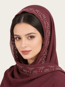 Khăn choàng voan đính đá, thích hợp để sử dụng hàng ngày. - Khăn choàng dài bằng chiffon đính đá nhiều màu sắc - Xem 14