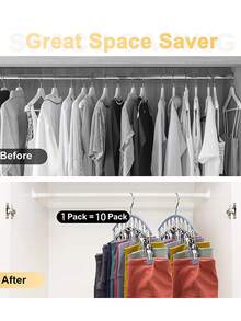 1Pc/2Pcs Clothes Hanger, Rotatable Hanging Rack, Space-Saving Curved Hanger For Yoga Pants And Leggings - Closet Organizer With 10 Clips, Pants Socks Hanger For Clothes Shops Valentine DAY, Valentines Wedding, Birthday - Multicolor - View 4