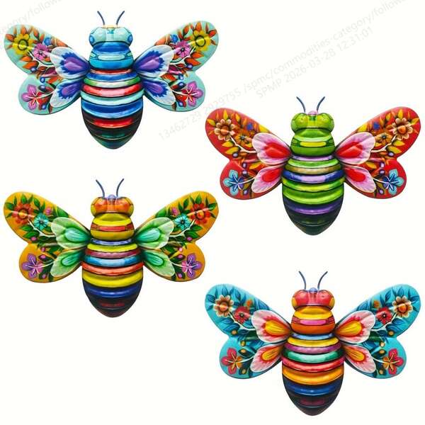 Vibrant Garden Style Acrylic Bee Wall Decor: Indoor And Outdoor Floral Decoration Design