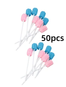 50 que tăm bông vệ sinh răng miệng dùng một lần, bàn chải bọt biển đa năng dùng một lần và tăm xỉa răng có cán để làm sạch niêm mạc miệng và lớp phủ trên lưỡi. - Nhiều màu - Xem 11
