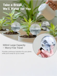 1个大容量自动植物浇水球，家用花卉浇水装置，滴灌式浇水系统，适用于室内/室外盆栽植物、吊篮、园艺工具和草坪护理配件，植物浇水球 - 多色 - 查看 2