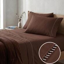 400 Thread Count 3-Piece Bedding Set With Fitted Sheet And Pillowcases, Soft Touch, Everyday Comfort, Single, Full, Queen, King - 棕色的 - 查看 2