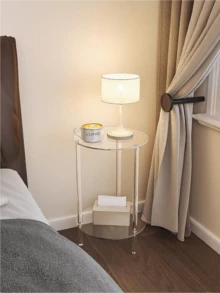 1pc Round Acrylic Table, Double-Layer Round Edge Desk, Lightweight And Detachable, Suitable For Living Room, Office Reception Area And Apartment - Multicolor - View 7