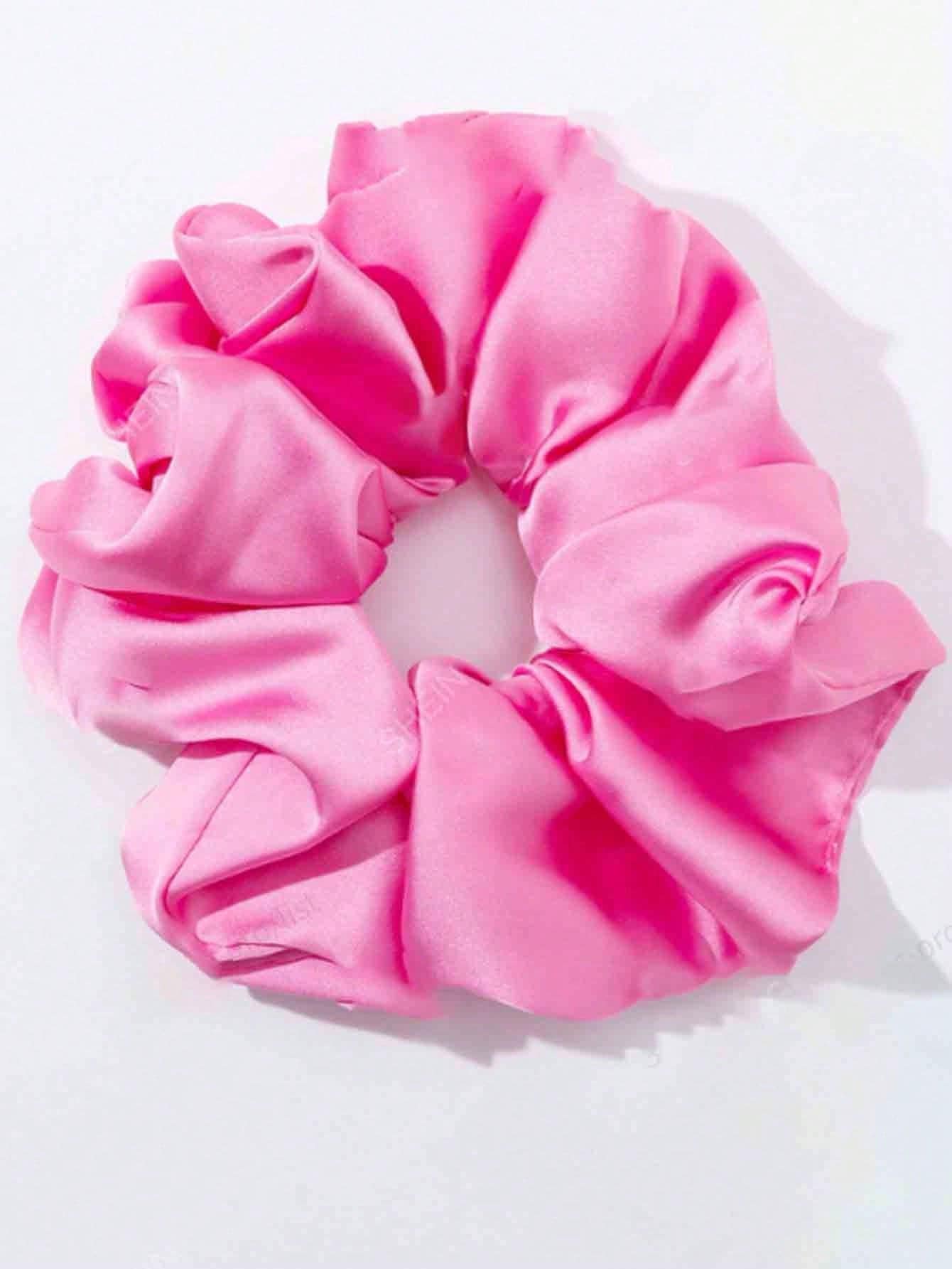 1PC Women's Headwear Simple Fashion Scrunchie Solid Color Satin Oversized Elegant Hair Accessory Hair Tie Holiday Accessories Ponytail Holders Hair Elastics Hair Rubber Bands Hair Rope Elastic Hair Tie,Festival,Party - Pink - View 1