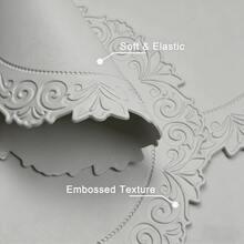 1/4/6pcs Vintage Floral Leather Placemats, Thick & Washable, Round Dining Table Mats, Heat Insulation Pads Suitable For Valentine's Day, Mother's Day, Wedding Party, Christmas, Halloween, Thanksgiving, Dinner, Restaurant, Hotel, Home - Light Grey - View 5
