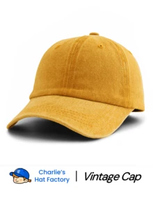 1顶男女通用复古水洗棒球帽 - 高品质纯色简约设计 - 提供大地色系（绿色、海军蓝、咖啡色、灰色）和彩色（酒红色、粉色、红色）可选 - 柔软的“牛仔”老爹帽，适合DIY定制和日常佩戴 - 純色 - 查看 21