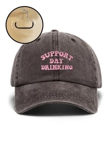 1pc Women's "Support Daily Drink" Embroidered Soft Baseball Cap, Adjustable Size, Breathable Sun Protection, Holiday Gift, Suitable For Outdoor Sports, Camping, Travel, Beach Vacation,Summer,Hat,Festival - B - View 9
