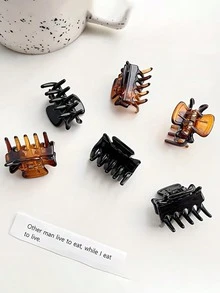 6/12pcs Mini Plastic Hair Claw, 3cm Small Simple Clips For Ear Acupuncture, Bangs, Beauty - Multicolor - View 7