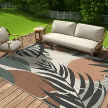 1 pieza Alfombra, Alfombra, Alfombra de área, Felpudo, Estilo nórdico moderno de lujo creativo - Hermoso patrón de hojas coloridas con elementos geométricos - Alfombra para exteriores, entrada, balcón, pasillo, exterior, patio, sala de estar, etc., Alfombra suave lavable a máquina para todo el año, Decoración del hogar - Multicolor - Ver 6