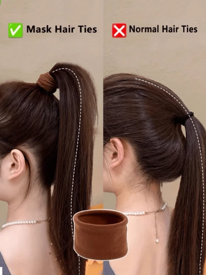Elegant Black Hair Scrunchies - Thick Seamless Elastic Hair Ties, Non-Slip Soft Comfortable, Classic Color Hair Accessories Suitable For Various Hairstyles, Suitable For Daily And Back-To-School Looks