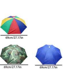 1pc Portable Umbrella Hat, Available In 3 Colors, Foldable Sun Protection Design, UV-Resistant, Raincoat Function. Colorful Party Hat, 69cm Size, Hands-Free, Unisex Funny Rainbow Beach Party Hat, Adjustable Size, Suitable For Outdoor Activities, A Practical And Fashionable Headwear Item. - Multicolor - View 2