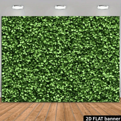 1pc 2D Flat Green Leaf Wall Backdrop Banner, Suitable For Home Decor, Birthday Anniversary, Multipurpose Photography Background, Easy For Indoor And Outdoor Use