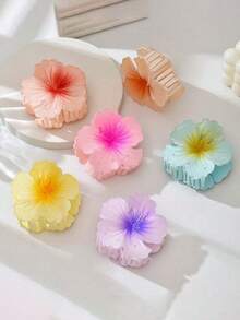 1/3/6 Peças Presilhas de Cabelo com Flor Espiral, Acessórios de Cabelo Elegantes para Praia e Férias, Grampos de Cabelo de Verão para Looks de Praia, Viagem, Festa - Multicolorido - Visão 1