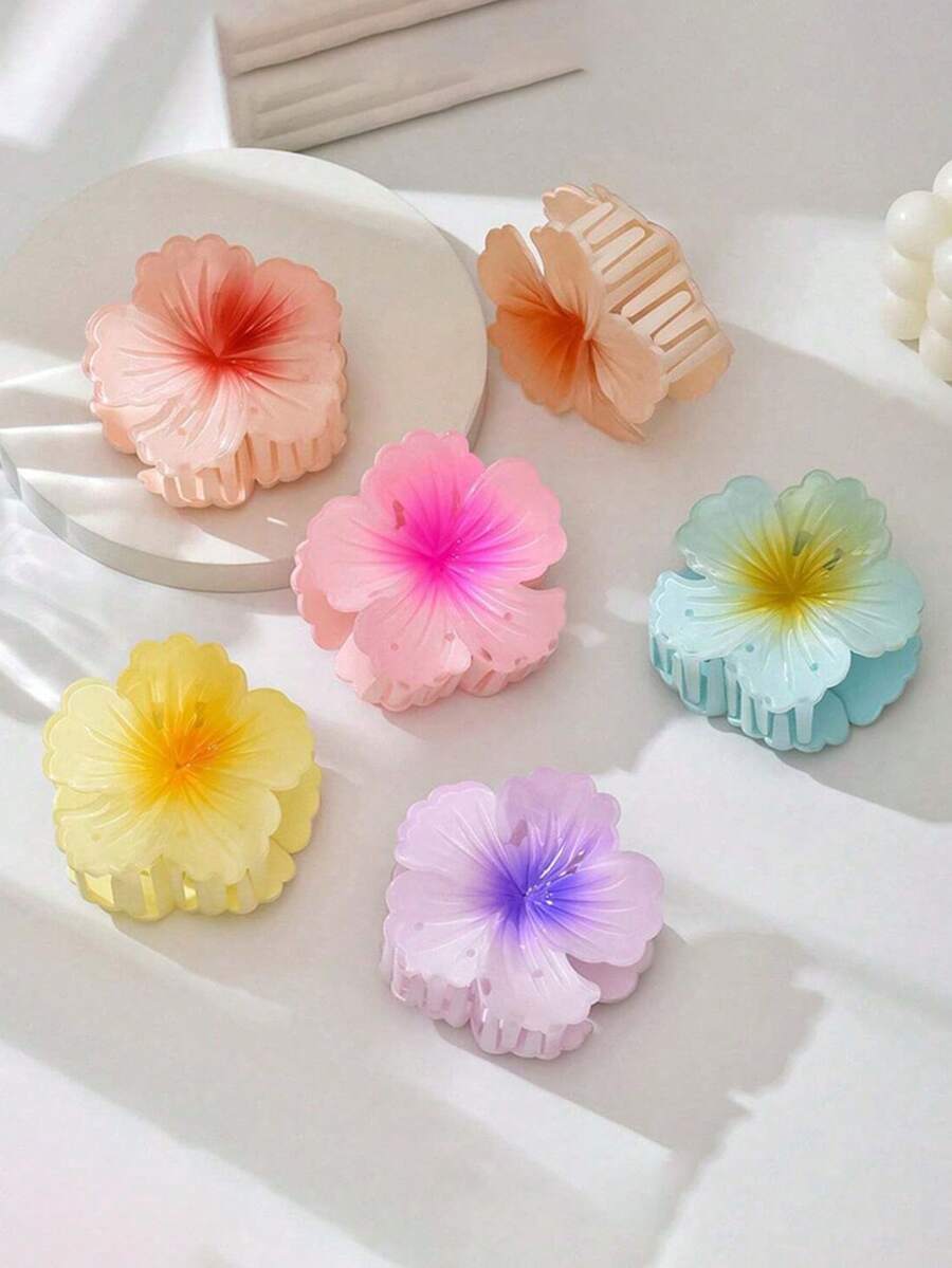 1/3/6 Peças Presilhas de Cabelo com Flor Espiral, Acessórios de Cabelo Elegantes para Praia e Férias, Grampos de Cabelo de Verão para Looks de Praia, Viagem, Festa - Multicolorido - Visão 1