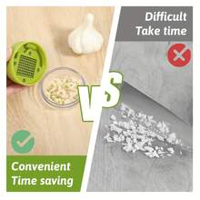 1个重型蒜蓉压榨器和蒜蓉器 - 手动蒜蓉压榨器和蒜蓉器，带易于清洁的蒜蓉盘，小巧手持式设计，塑料材质，含蒜瓣压榨器（不含蒜瓣） - 可放入洗碗机清洗 - 綠色 - 查看 5