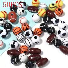 50pcs/Box 15/24 Compartments Sports Ball Beads, Acrylic Material, Mini Baseball, Basketball, Soccer, Volleyball Beads, Suitable For DIY Jewelry Making Such As Bracelets, Keychains, Necklaces, Sports Themed Beads - Multicolor - View 13