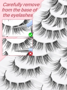 Mlen Diary Eyelash Clusters, 10 Pairs 10-14mm C Curl False Eyelashes, DIY Cartoon Style Natural Fluffy Lashes, Suitable For Home Use - C - View 9