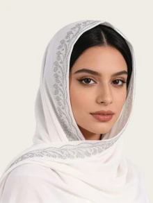 Khăn choàng voan đính đá, thích hợp để sử dụng hàng ngày. - Khăn choàng dài bằng chiffon đính đá nhiều màu sắc - Xem 2